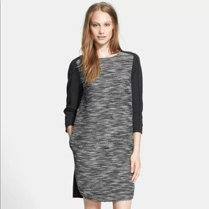 Vince Tweed Black cream two tone Shift Dress Large